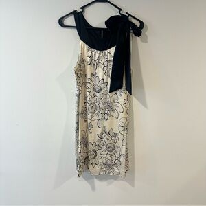 Vintage Arden B White and Black Floral Shift Dress Medium